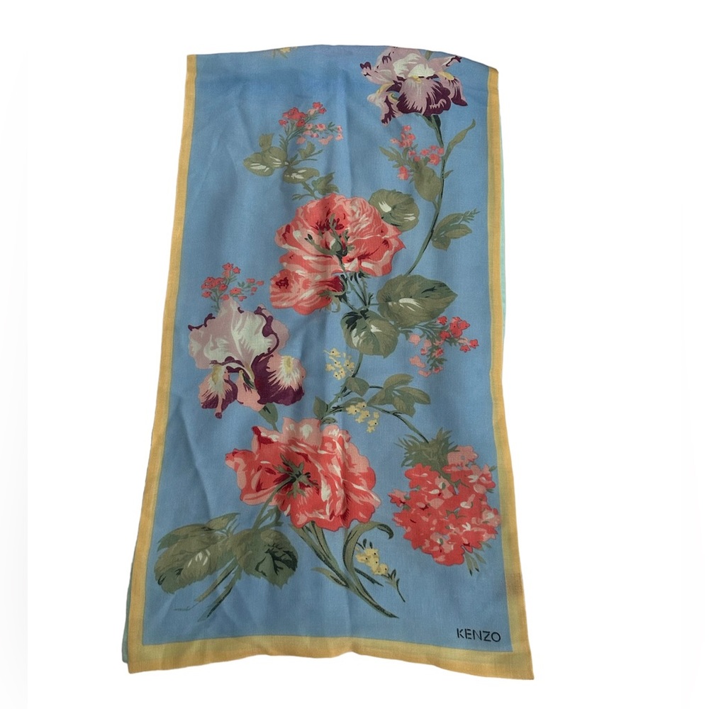 Vintage Kenzo scarf wool silk Floral